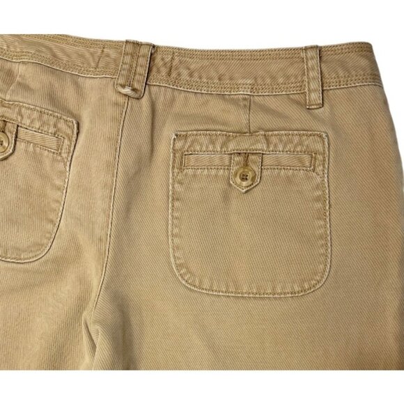 OLD NAVY Wide Leg Twill Trousers Women's 10 Regular Tan Low-Rise Button Pockets - Picture 8 of 16